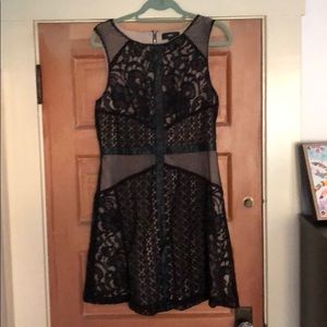 Fabulous Mossimo Lace Dress Faux Leather Trim Lg